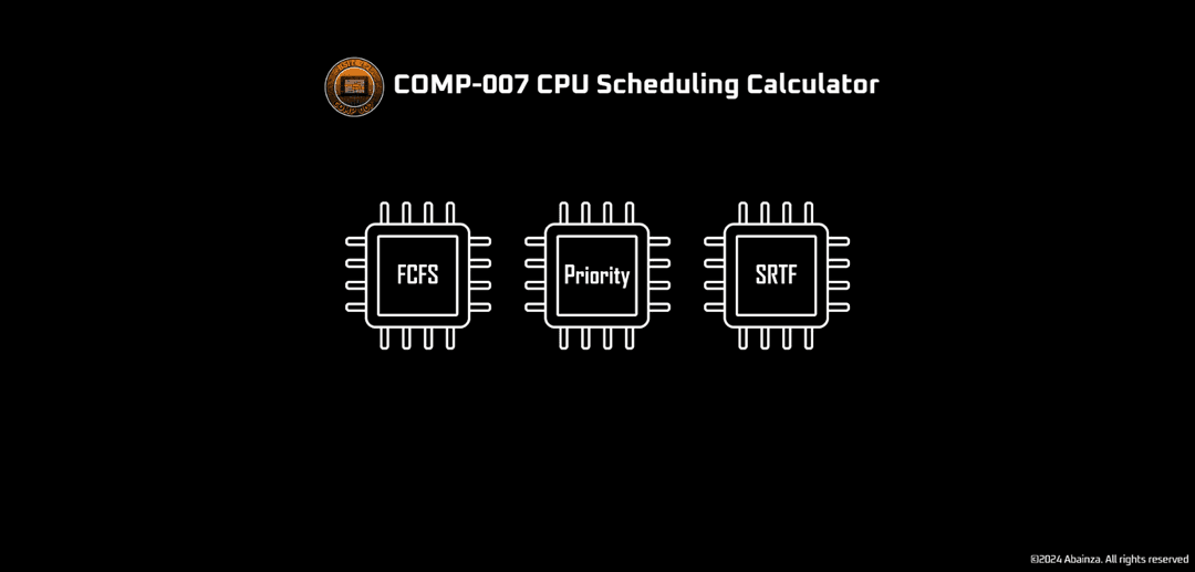 image of cpu scheduling calculator website