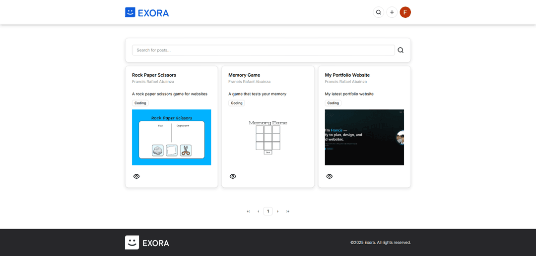 image of exora website